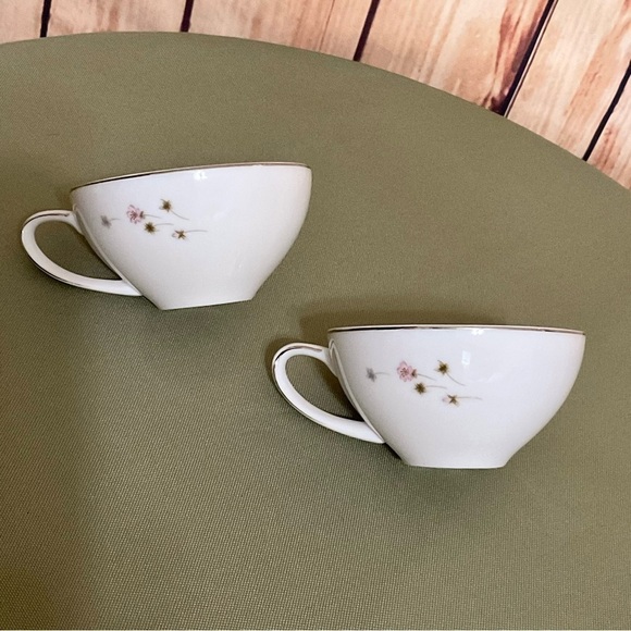 VTG Summit Fine China Snack Set 2 Floral MCM Tea Coffee Retro Silver Trim Japan - Picture 3 of 8